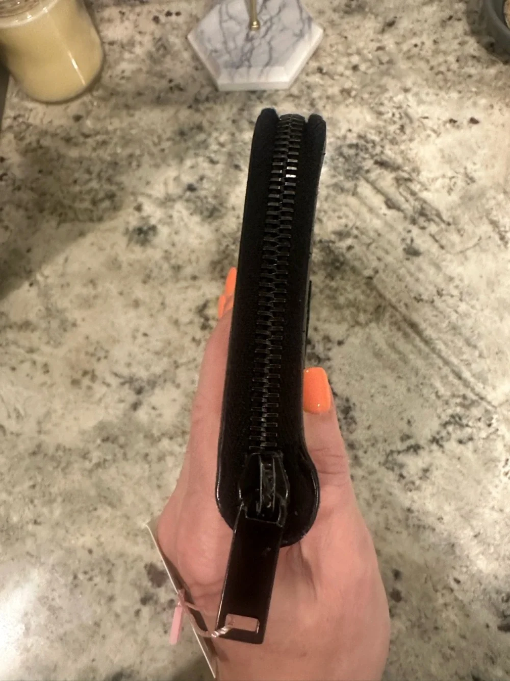 Saint Laurent Black Croc-Embossed Zip Around Wallet with YSL Logo - Picture 5 of 12